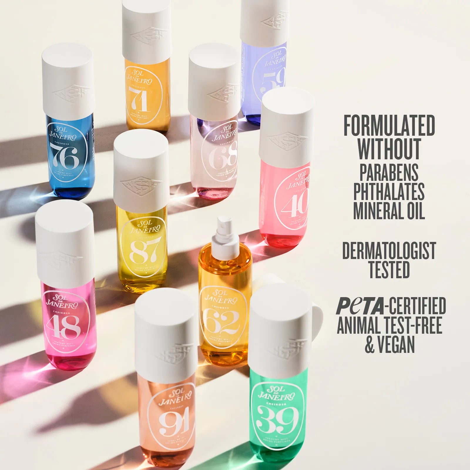 formulated without parabens phthalates mineral oil dermatoglist tested peta-certified animal test free and vegan