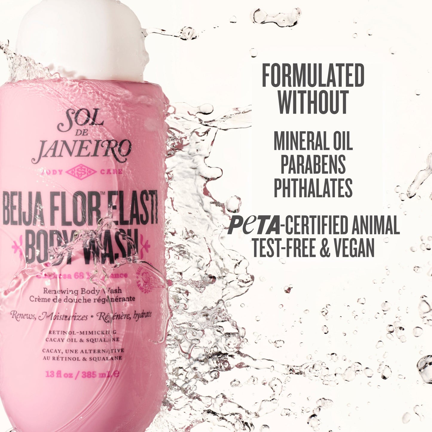 Formulated without mineral oils parabens phthaalates peta-certified animal -test
